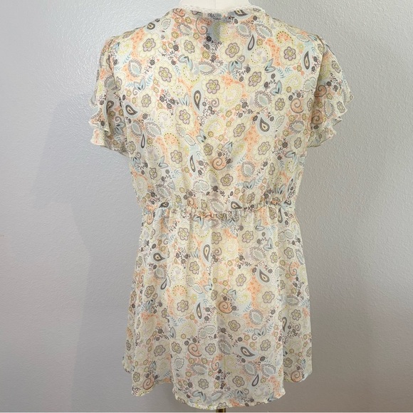 Vintage Y2K Sheer Floral Babydoll Top Dainty Lace, Flutter Sleeve H&M 14 - Picture 6 of 14